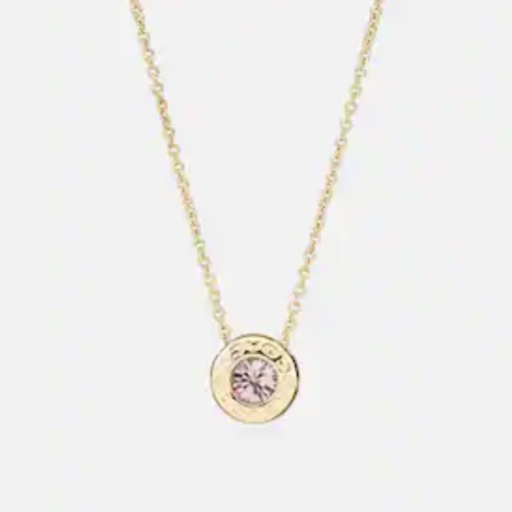 50% OFF NWT Coach Open Circle Stone Strand Necklace in Gold